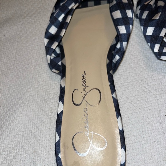 NWOT, Jessica Simpson Blue/White Slip-on Sandals, Size 7.5 Med/38 - Picture 4 of 13
